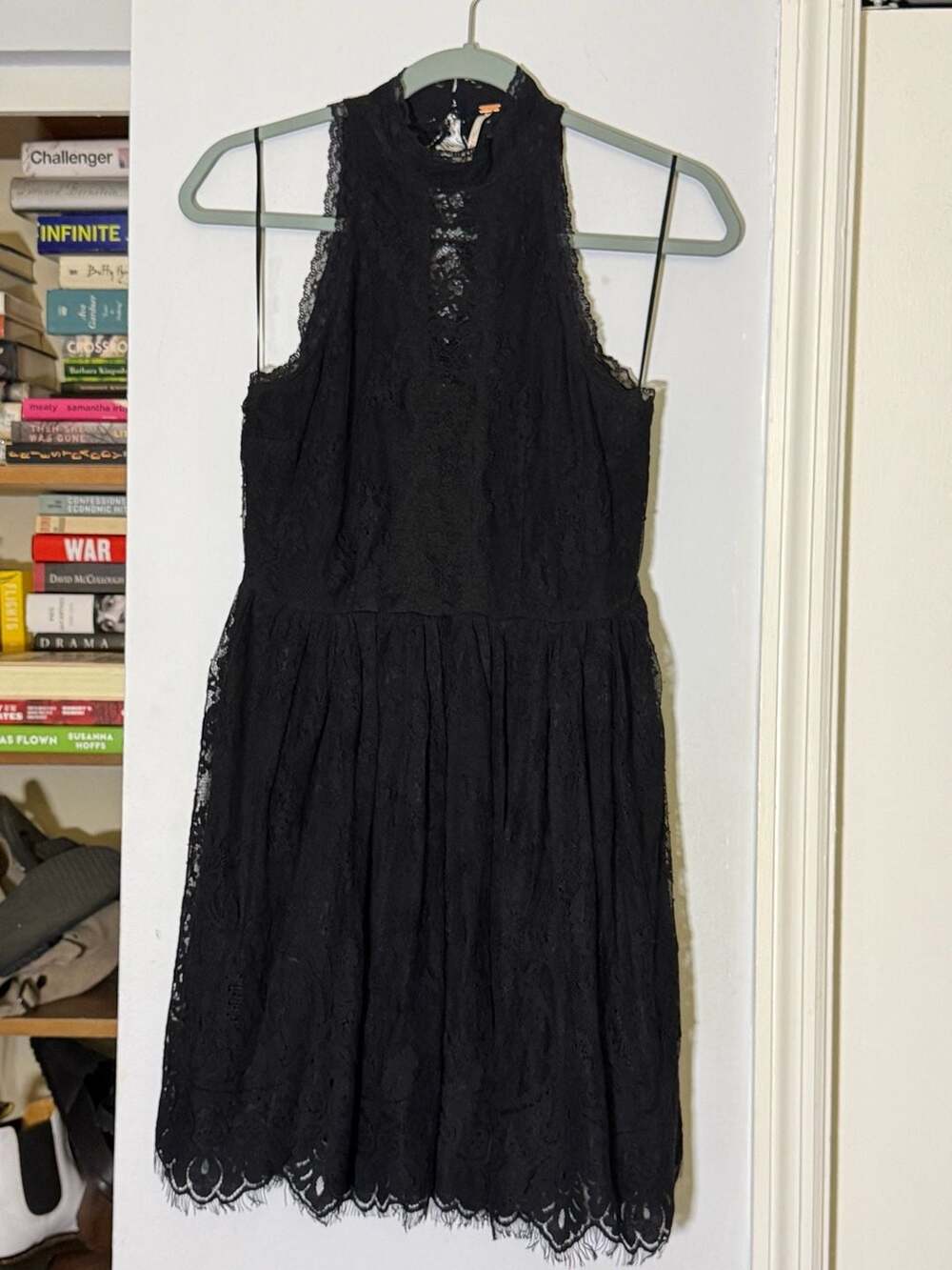 Free People Verushka Lace Mini Dress Size 4 Black High Neck Retail $148